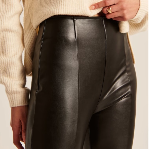 Abercrombie & Fitch Vegan Leather Flare Pant - Picture 5 of 13